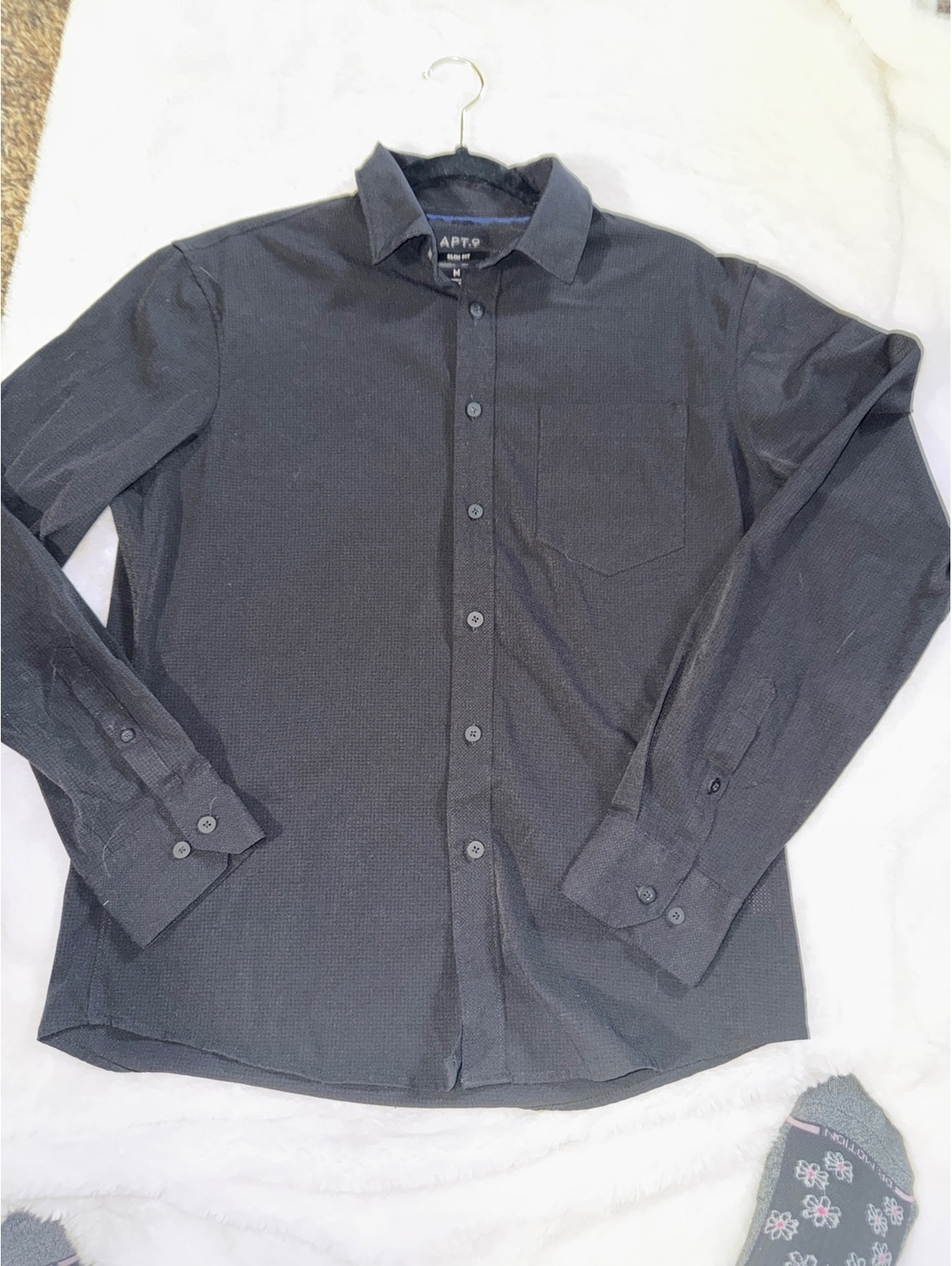 APT. 9 Men's Medium Black Long Sleeve Button-Up Shirt